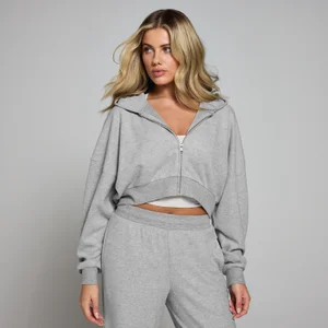 MP Damen Soft Touch Kapuzenpulli mit durchgehendem Reißverschluss – Hellgrau - Size L