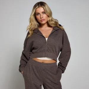 MP Damen Soft Touch Kapuzenpulli mit durchgehendem Reißverschluss – Schokoladenbraun - Size L