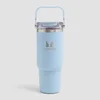 Myprotein Recycelte Metall Trinkflasche mit Tragegriff und Strohhalm 900 ml - Babyblau