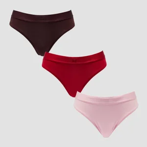 MP Damen Mid Rise Bikini-Slip (3er-Pack) - Blush/Rosenrot/Karamell - Size XS