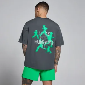 MP Herren Velocity Graphic Cotton Modal T-Shirt - Dark Grey / Green - Size S