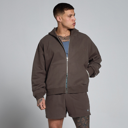 MP Lift Oversized Loopback 2 Way Zip Hoodie für Herren – Schokolade