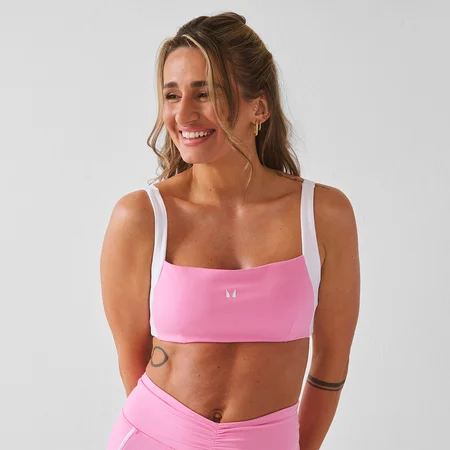 MP Damen X Tatiana Contrast Twist Back Sport-BH - Pretty Pink