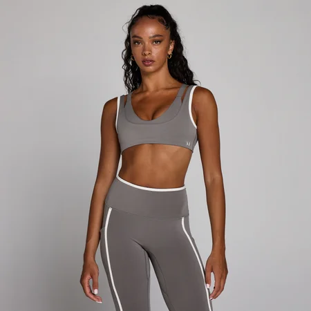 MP Damen Velocity Kontrast-Sport-BH mit doppelter Lage – Aschgrau