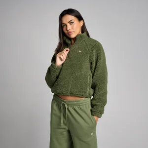MP Cropped Borg Fleece für Damen mit 1/4 Reißverschluss - Olivgrün verwaschen - Size M