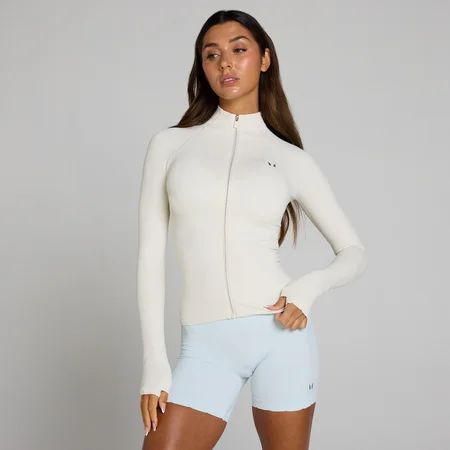 MP Damen Tempo Ultra Seamless Trainingsjacke mit Reißverschluss – Nebel/Silber