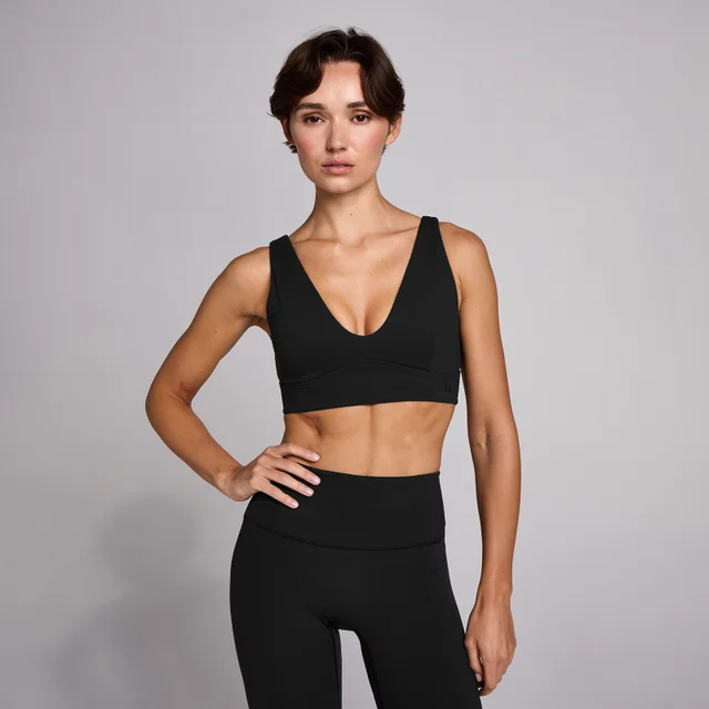 MP Damen SculptForm V-Neck Longline Sport-BH – Schwarz