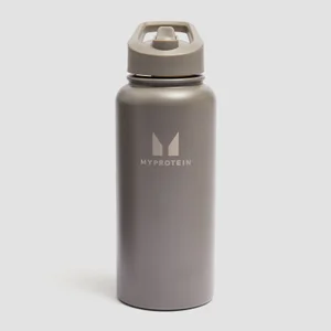 Myprotein recycelte Metallflasche mit Klappstrohhalm 1 L – Dunkles Trüffelbraun - Colour Dark Truffle