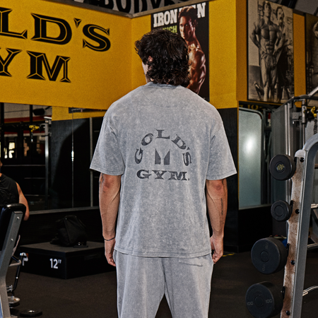 MP X Gold's Herren Washed Graphic Oversized T-Shirt - Steel Blue